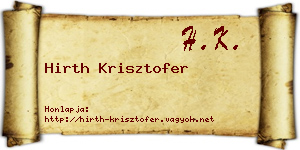 Hirth Krisztofer névjegykártya